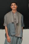 Buy_Urvashi Kaur_Gray Linen Kumo Designer Jacket _at_Aza_Fashions