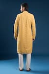 Shop_Arihant Rai Sinha_Mustard Georgette, Polyester, Cotton Embroidery Chikankari Yellow Kurta Set _at_Aza_Fashions