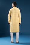 Shop_Arihant Rai Sinha_Yellow Georgette, Polyester, Cotton Embroidery Chikankari Kurta Set _at_Aza_Fashions