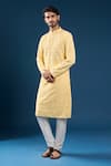Shop_Arihant Rai Sinha_Yellow Georgette, Polyester, Cotton Embroidery Chikankari Kurta Set _Online_at_Aza_Fashions