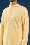 Buy_Arihant Rai Sinha_Yellow Georgette, Polyester, Cotton Embroidery Chikankari Kurta Set 