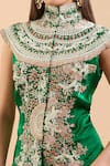 Buy_Anamika Khanna_Green Embroidery High Neck Floral Jacket Skirt Set _Online_at_Aza_Fashions