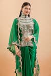 Anamika Khanna_Green Embroidery High Neck Floral Jacket Skirt Set _at_Aza_Fashions