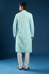 Shop_Arihant Rai Sinha_Green Georgette, Polyester, Cotton Embroidery Chikankari Sea Kurta Pyjama Set _at_Aza_Fashions