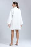 Shop_Dhruv Kapoor_White Embroidery Collared Pleated Shirt Dress _at_Aza_Fashions