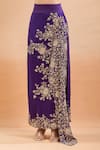 Anamika Khanna_Purple Pearls, Sequins Round Neck Floral Embroidered Cape Skirt Set _Online_at_Aza_Fashions