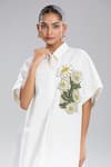 Shop_Dhruv Kapoor_White Embroidery Collared Floral Oversized Dress _Online_at_Aza_Fashions
