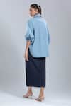 Shop_Dhruv Kapoor_Blue Embroidery Collared Stem Polo Batwing Shirt _at_Aza_Fashions