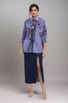 Buy_Dhruv Kapoor_Purple Embroidery Collared Lavender Batwing Shirt _at_Aza_Fashions