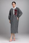 Buy_Dhruv Kapoor_Multi Color Sequins Collared Striper Stem Shirt Dress _at_Aza_Fashions