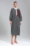 Dhruv Kapoor_Multi Color Sequins Collared Striper Stem Shirt Dress _Online_at_Aza_Fashions