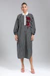 Buy_Dhruv Kapoor_Multi Color Sequins Collared Striper Stem Shirt Dress _Online_at_Aza_Fashions