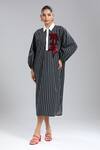 Dhruv Kapoor_Multi Color Sequins Collared Striper Stem Shirt Dress _at_Aza_Fashions