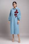 Buy_Dhruv Kapoor_Blue Sequins Collared Stem Shirt Dress _at_Aza_Fashions