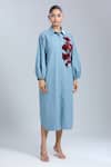 Buy_Dhruv Kapoor_Blue Sequins Collared Stem Shirt Dress _Online_at_Aza_Fashions