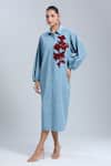 Dhruv Kapoor_Blue Sequins Collared Stem Shirt Dress _at_Aza_Fashions
