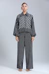 Dhruv Kapoor_Blue Embroidery Collared Multi Striper Stem Jacket _Online_at_Aza_Fashions