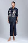 Shop_Dhruv Kapoor_Blue Denim Embroidery Collared Double Fresco Shirt _Online_at_Aza_Fashions