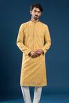 Shop_Arihant Rai Sinha_Mustard Georgette, Polyester, Cotton Embroidery Chikankari Yellow Kurta Set _Online_at_Aza_Fashions