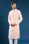 Shop Arihant Rai Sinha Peach Georgette, Polyester, Cotton Embroidery Light Chikankari Kurta Pyjama Set Online at Aza Fashions Shop_Arihant Rai Sinha_Peach Georgette, Polyester, Cotton Embroidery Light Chikankari Kurta Pyjama Set _Online_at_Aza_Fashions