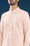 Arihant Rai Sinha Peach Georgette, Polyester, Cotton Embroidery Light Chikankari Kurta Pyjama Set at Aza Fashions Arihant Rai Sinha_Peach Georgette, Polyester, Cotton Embroidery Light Chikankari Kurta Pyjama Set _at_Aza_Fashions