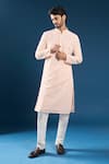Buy Arihant Rai Sinha Peach Georgette, Polyester, Cotton Embroidery Light Chikankari Kurta Pyjama Set at Aza Fashions Buy_Arihant Rai Sinha_Peach Georgette, Polyester, Cotton Embroidery Light Chikankari Kurta Pyjama Set _at_Aza_Fashions