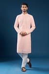 Buy_Arihant Rai Sinha_Pink Georgette, Polyester, Cotton Embroidery Chikankari Baby Kurta Pyjama Set _at_Aza_Fashions