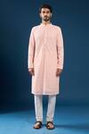 Buy_Arihant Rai Sinha_Pink Georgette, Polyester, Cotton Embroidery Chikankari Baby Kurta Pyjama Set _Online_at_Aza_Fashions