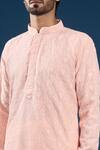 Arihant Rai Sinha_Pink Georgette, Polyester, Cotton Embroidery Chikankari Baby Kurta Pyjama Set _at_Aza_Fashions