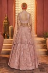 Aneesh Agarwaal_Pink Silk Organza, Net Sequins, Embroidery Round Onion Designer Lehenga Set _Online_at_Aza_Fashions