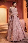Buy_Aneesh Agarwaal_Pink Silk Organza, Net Sequins, Embroidery Round Onion Designer Lehenga Set _Online_at_Aza_Fashions