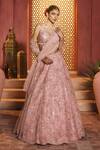 Buy_Aneesh Agarwaal_Pink Silk Organza, Net Sequins, Embroidery Round Onion Designer Lehenga Set _at_Aza_Fashions