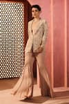 Buy_Aneesh Agarwaal_Beige Net, Silk, Chiffon Sequins, Embroidery Embellished Jacket And Sharara Set _Online_at_Aza_Fashions
