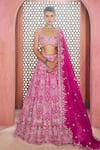 Buy_Aneesh Agarwaal_Pink , , Sequins, Zari, Designer Rani Lehenga Set _at_Aza_Fashions