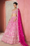 Aneesh Agarwaal_Pink , , Sequins, Zari, Designer Rani Lehenga Set _Online_at_Aza_Fashions