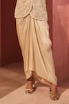 Buy_Aneesh Agarwaal_Ivory Silk, Crepe, Net Beads, Embroidery Notched Neck Jacket And Draped Skirt _Online_at_Aza_Fashions
