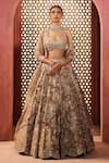Buy_Aneesh Agarwaal_Gold Silk, Tissue Sequins, Embroidery Sweetheart Neck Embellished Lehenga Set _at_Aza_Fashions