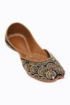NR By Nidhi Rathi_Black Embellished Leather Ethnic Juttis _Online_at_Aza_Fashions