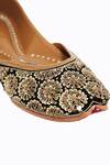 Shop_NR By Nidhi Rathi_Black Embellished Leather Ethnic Juttis _Online_at_Aza_Fashions