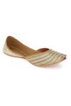 Buy_NR By Nidhi Rathi_Gold Embellished Leather Ethnic Juttis _Online_at_Aza_Fashions
