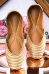 Buy_NR By Nidhi Rathi_Gold Embellished Leather Ethnic Juttis _at_Aza_Fashions