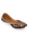 Buy_NR By Nidhi Rathi_Black Embroidered Square-toe Velvet Juttis _Online_at_Aza_Fashions