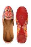 Shop_NR By Nidhi Rathi_Red Printed Embellished Square-toe Mojaris _at_Aza_Fashions