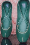 Buy_NR By Nidhi Rathi_Green Classic Leather Juttis _at_Aza_Fashions