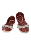 Shop_NR By Nidhi Rathi_Maroon Ghunghroo Embellished Leather Juttis _Online_at_Aza_Fashions