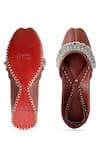 Shop_NR By Nidhi Rathi_Maroon Ghunghroo Embellished Leather Juttis _at_Aza_Fashions
