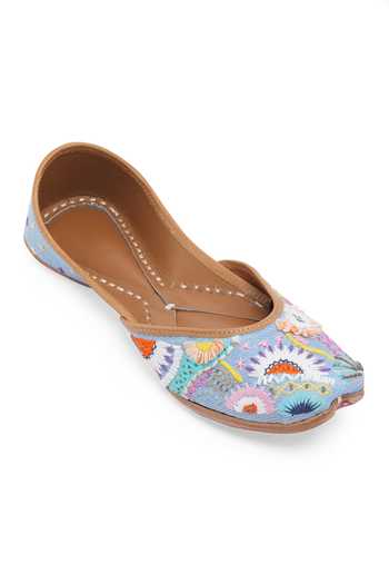 Shop_NR By Nidhi Rathi_Blue Embroidered Ethnic Juttis _Online_at_Aza_Fashions