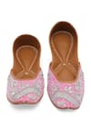 NR By Nidhi Rathi_Pink Beaded Stone Juttis _at_Aza_Fashions