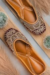 Buy_NR By Nidhi Rathi_Maroon Embellished Ethnic Juttis _at_Aza_Fashions