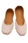 Shop_NR By Nidhi Rathi_Rose Gold Embroidered Flat Juttis _Online_at_Aza_Fashions